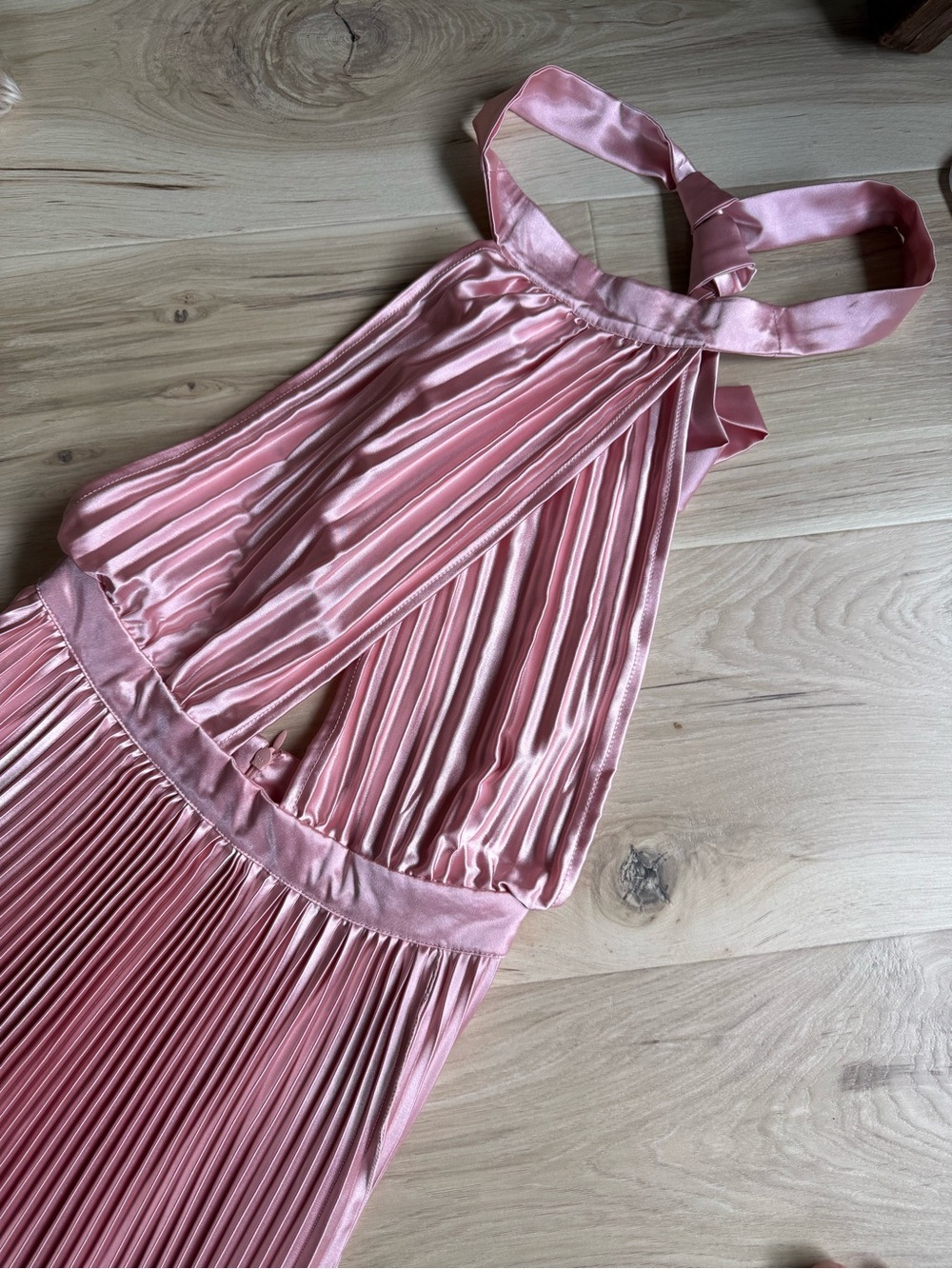 Pleated Halter Maxi Dress in Dusty Pink - Picture 3 of 9